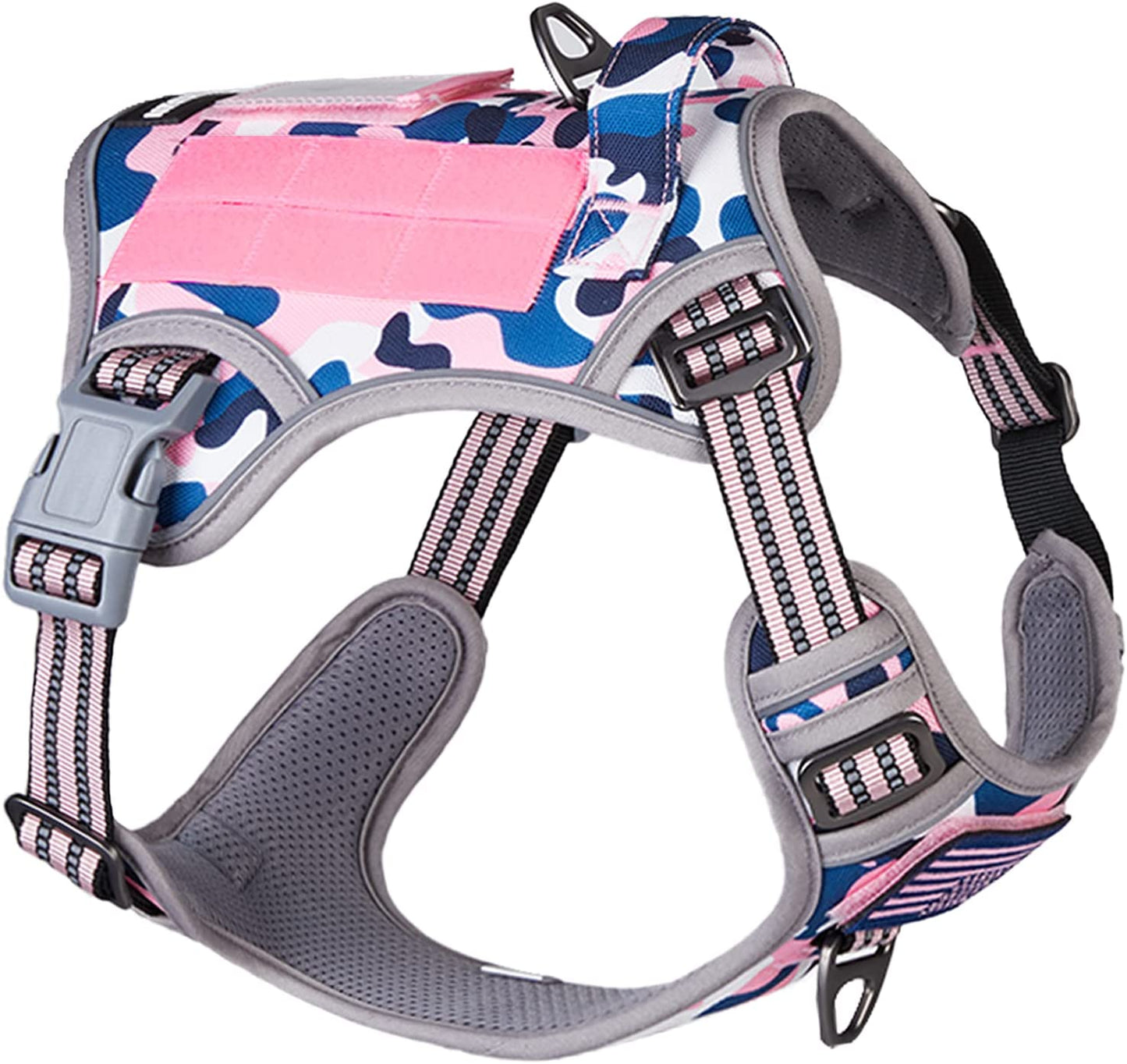 Tactical Dog Harness for Medium Dogs No Pull, Famous TIK Tok No Pull Dog Harness, Fit Smart Reflective Pet Walking Harness for Training, Adjustable Dog Vest Harness with Handle Pink Camo M