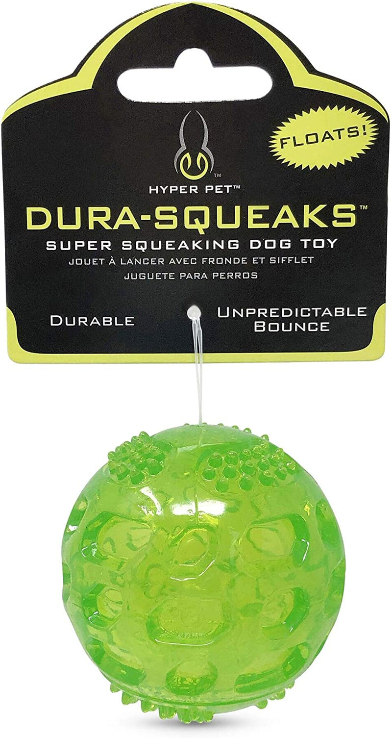 Durasqueak Dog Ball Dog Toys (Interactive Dog Toys That Float&Squeak) Squeaky Dog Toys&Dog Balls for Playing,Fetching&Retrieving-Great Alternative to Traditional Tennis Balls Green 2.5 Inch