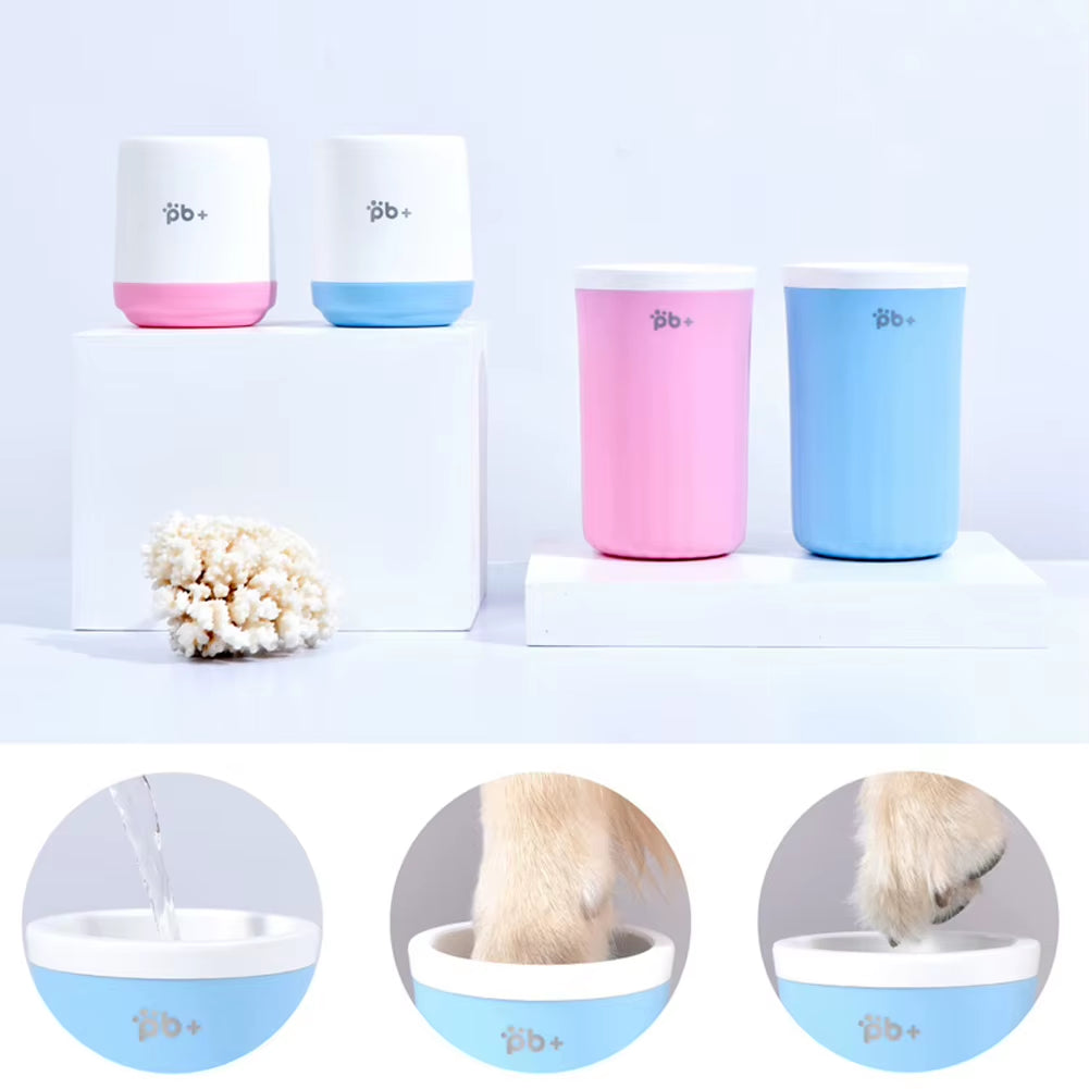 Dog Paw Cleaner Romove Dirt Mud Portable 2 in 1 Silicone Brush Pet Feet Washer for Medium and Large Dogs Cleaning Cup Outdoor