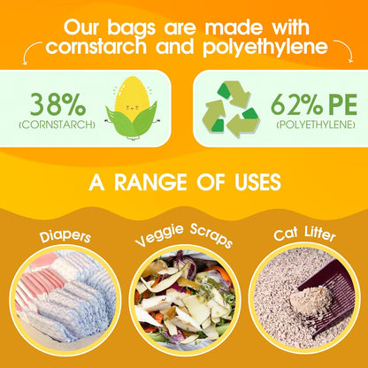 Poop Bags Unscented | Dog Poop Bags with Tie Handles | USDA Certified 38% Biobased Dog Waste Bags | Cat Poop Bags | Durable Dog Bags for Poop | Easy Dispensing 200 Counts Poop Bags for Dogs