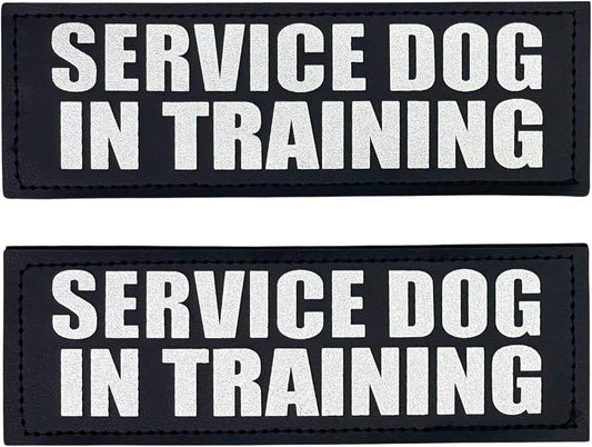 Reflective Service Dog in Training Patches with Hook and Loop Backing for Service Animal Vests /Harnesses Medium (5 X 1.5) Inch