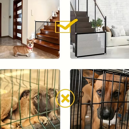 Multi-Functional Pet Safety Gate: Easy Installation Foldable Mesh Fence, Indoor & Outdoor Ventilated Barrier for Home Pet Manage