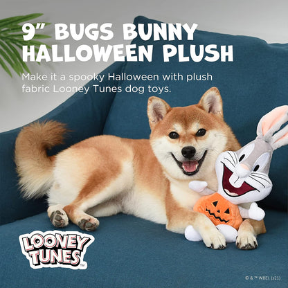 for Pets Bugs Bunny Halloween Big Head Pumpkin Plush Dog Toy | Stuffed Animal Toy for Dogs, Medium Dog Toy Bugs Bunny Squeaky Dog Toy Dog Chew Toy, 9 Inch, (FF16973)